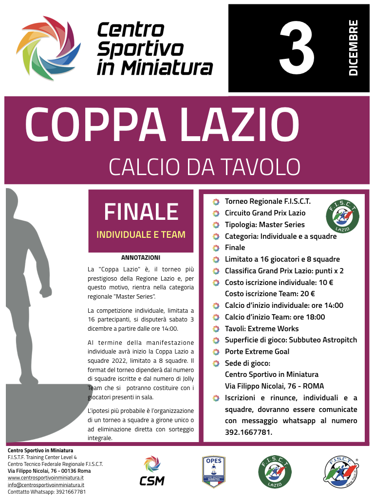 Locandina Coppa Lazio 2022 di da Tavolo
