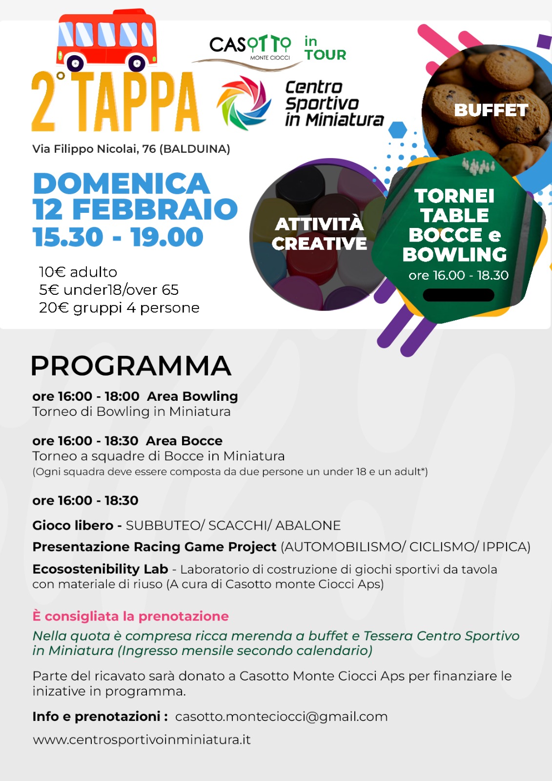 Locandina Centro Sportivo in Miniatura e Casotto Monte Ciocci