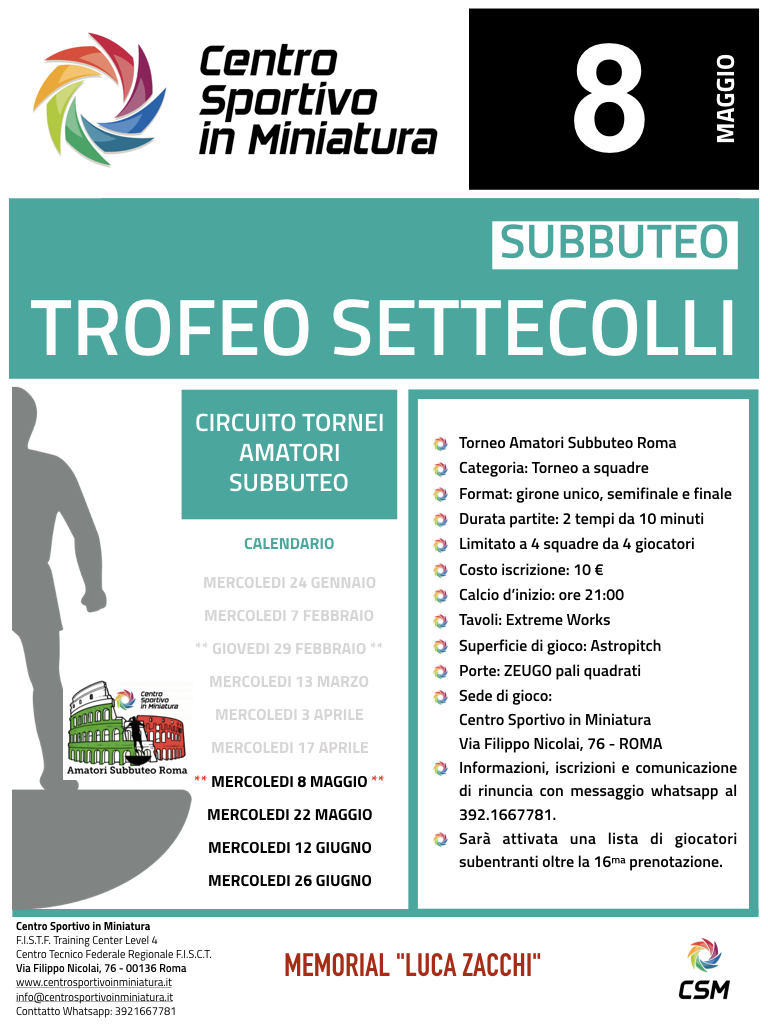 Locandina Trofeo Settecolli - Memorial Luca Zacchi